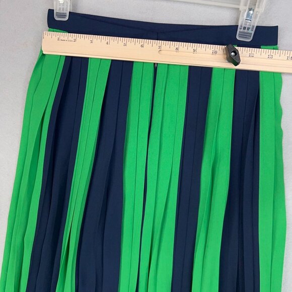 J Crew Skirt Womens 0 Navy Blue Kelly Green Pleated Flowy Classic Coastal Preppy - Picture 9 of 14